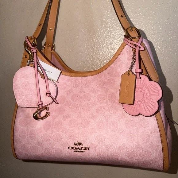 COACH Pink Powder Erin Signature Canvas Hobo Shoulder Bag - Picture 5 of 9
